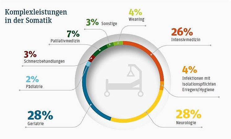 Grafik: geprüfte Komplexleistungen im Bereich der Somatik mit prozentualem Anteil