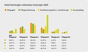 S&auml;ulendiagramm: Prozentualer Anteil beantragter ambulanter Leistungen 2025